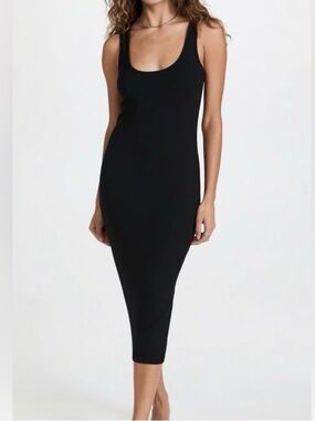 H&M Divided Black Ribbed Tank Midi Dress Bodycon XS
